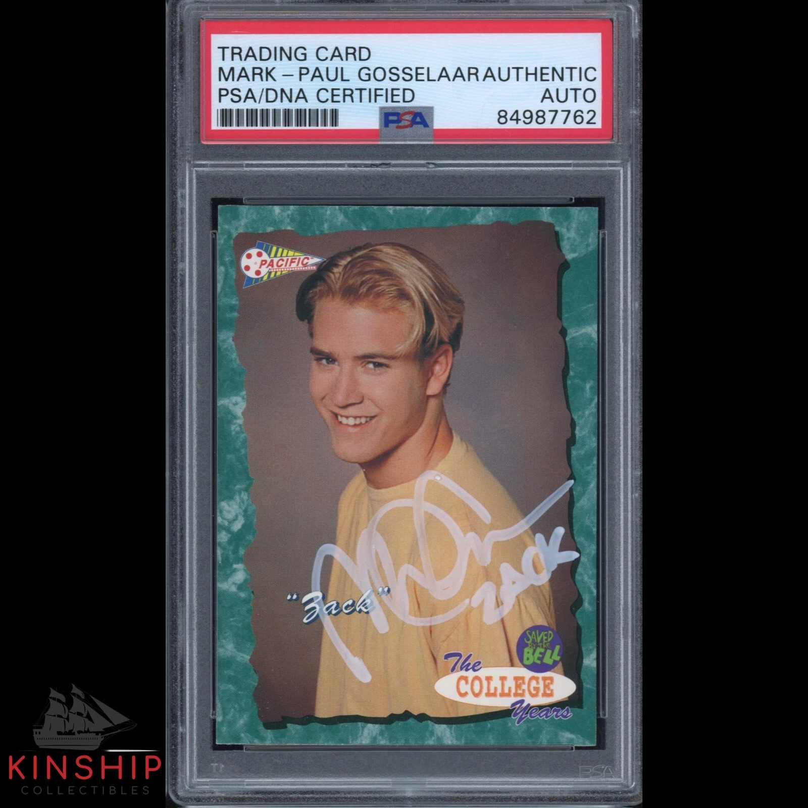 Mark Paul Gosselaar signed Pacific Saved by the Bell Card PSA DNA Auto C1950
