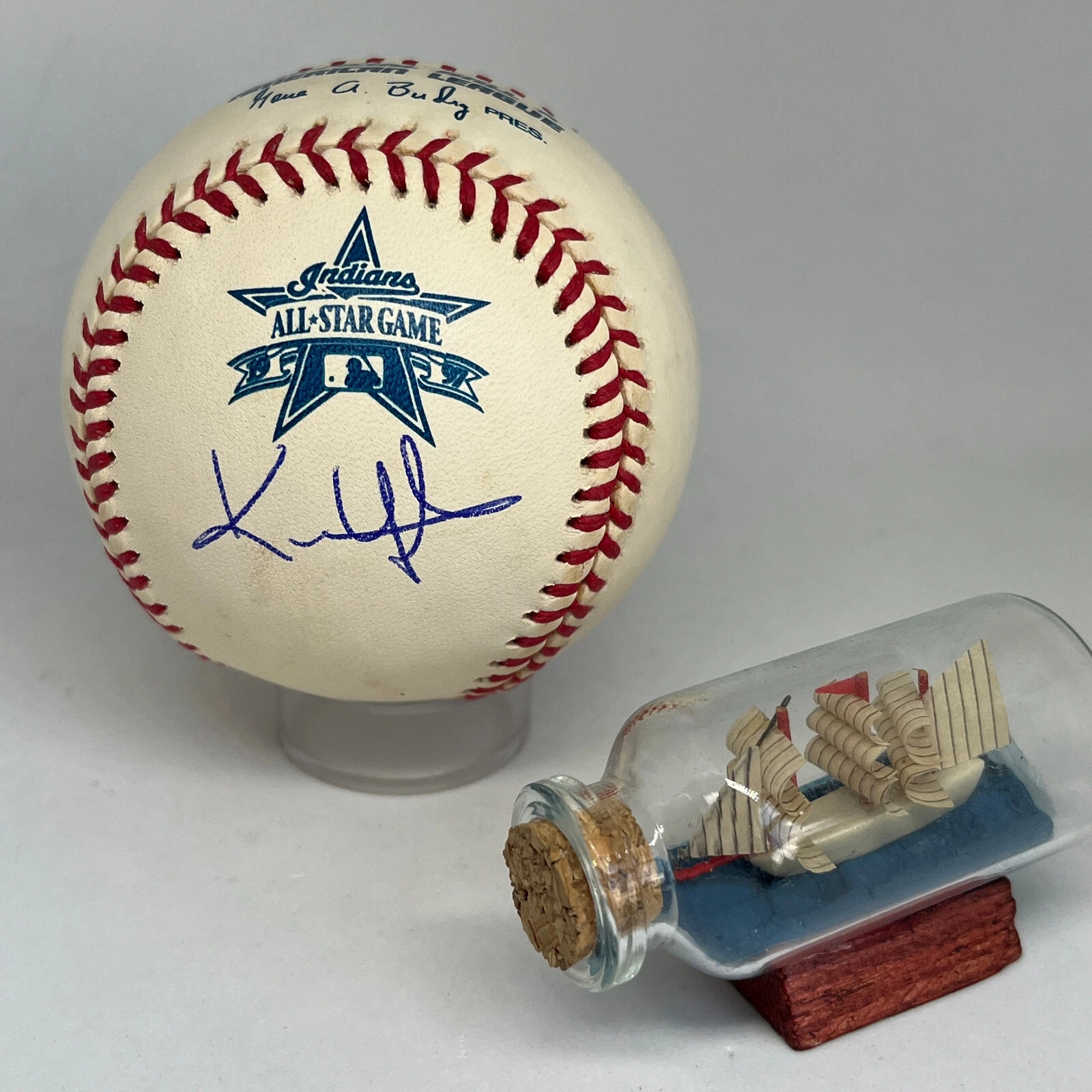 Kenny Lofton signed Rawlings 1997 All Star Logo Baseball JSA COA HOF Rare A2886
