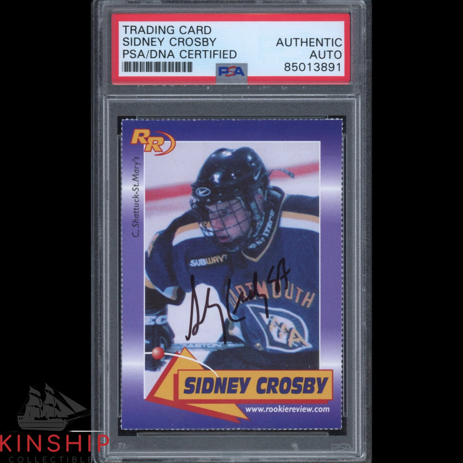 Sidney Crosby signed 2003 Rookie Review Trading Card PSA DNA Vintage Auto C2004
