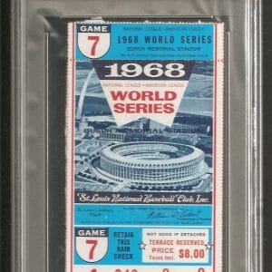 1968 World Series Game 7 Tigers Cardinals Ticket Stud PSA 2 ENCAPSULATED
