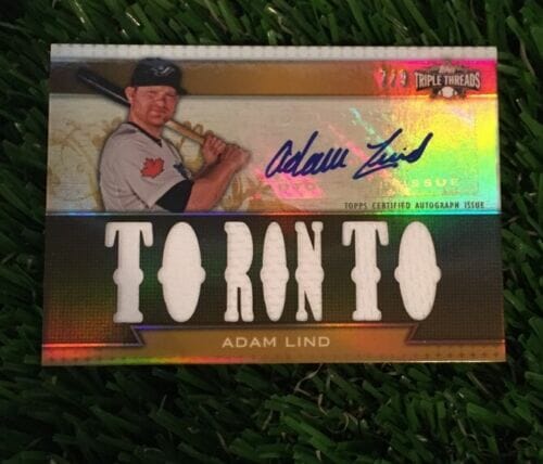 2011 TOPPS TRIPLE THREADS RELIC AUTOGRAPHS #TTAR257 ADAM LIND AUTO JERSEY #D /9
 COLLECTIBLE MEMORABILIA