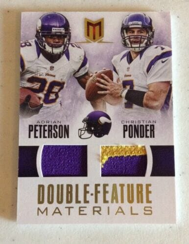 2013 MOMENTUM DOUBLE FEATURE JERSEYS PRIME ADRIAN PETERSON CHRISTIAN PONDER /25
 COLLECTIBLE MEMORABILIA