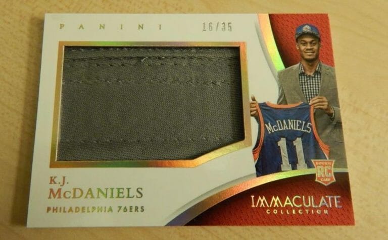 2014-15 IMMACULATE PLAYERS CAPS K.J. MCDANIELS RC #ED /35 SIXERS
 COLLECTIBLE MEMORABILIA