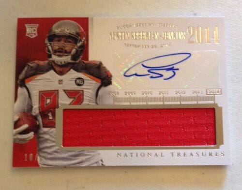 2014 NATIONAL TREASURES AUSTIN SEFARIAN-JENKINS TIMELINE AUTO PATCH #’D /25 BUCS
 COLLECTIBLE MEMORABILIA