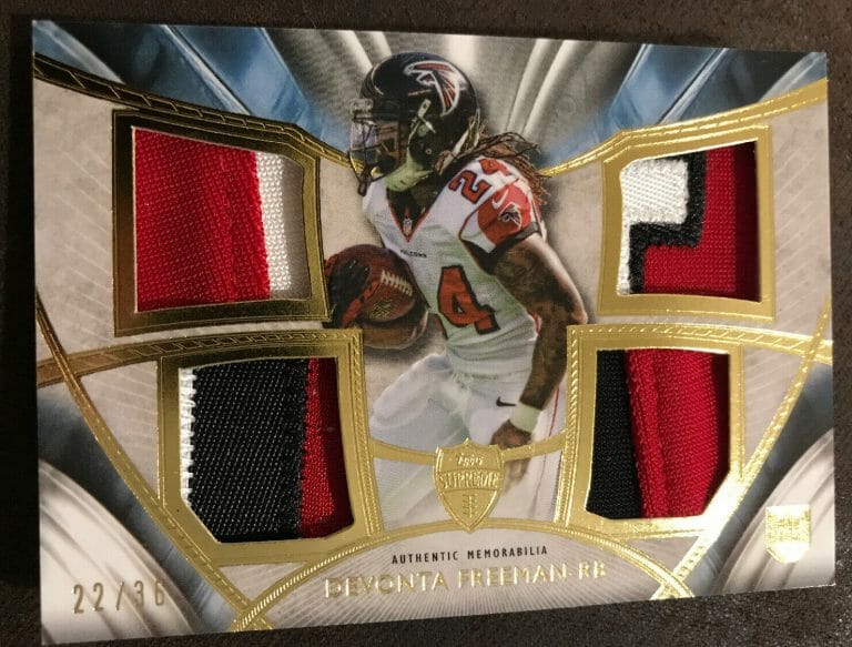 2014 TOPPS SUPREME DEVONTA FREEMAN ROOKIE QUAD PATCH #22/36!!
 COLLECTIBLE MEMORABILIA