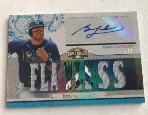 2014 TOPPS TRIPLE THREADS BEN ZOBRIST PATCH AUTO 1/3 SICK PATCH 1/1 WOW
 COLLECTIBLE MEMORABILIA