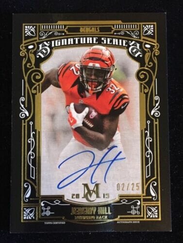 2015 MUSEUM COLLECTION JEREMY HILL SIGNATURE SERIES GOLD /25 AUTOGRAPH BENGALS
 COLLECTIBLE MEMORABILIA