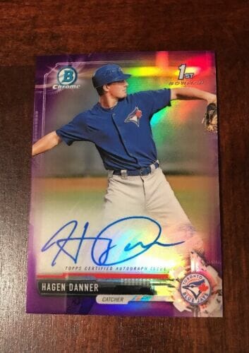 2017 BOWMAN CHROME DRAFT HAGEN DANNER PURPLE REFRACTOR AUTO #D /250 SP BLUE JAYS
 COLLECTIBLE MEMORABILIA
