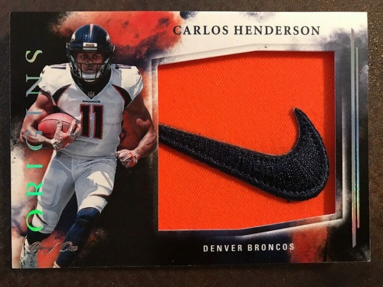 2017 ORIGINS FOOTBALL CARLOS HENDERSON 1/1JUMBO NIKE LOGO BRONCOS 1/1 WOW
 COLLECTIBLE MEMORABILIA