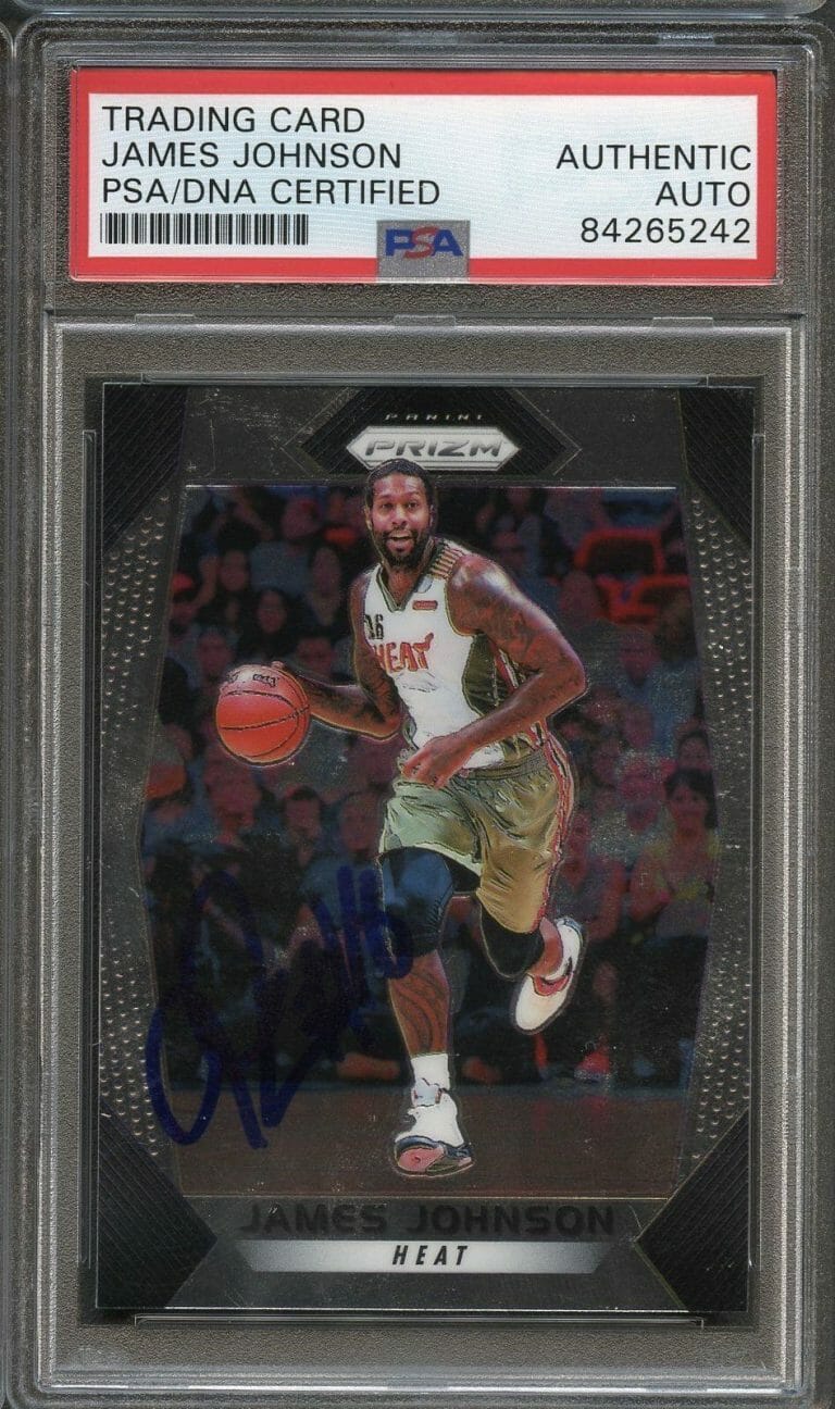 2017 PANINI PRIZM #59 JAMES JOHNSON SIGNED CARD AUTO PSA/DNA SLABBED HEAT
 COLLECTIBLE MEMORABILIA