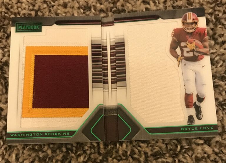 2019 PLAYBOOK GREEN BRYCE LOVE DUAL PATCH- MULTI-COLOR- SICK! #9/25
 COLLECTIBLE MEMORABILIA