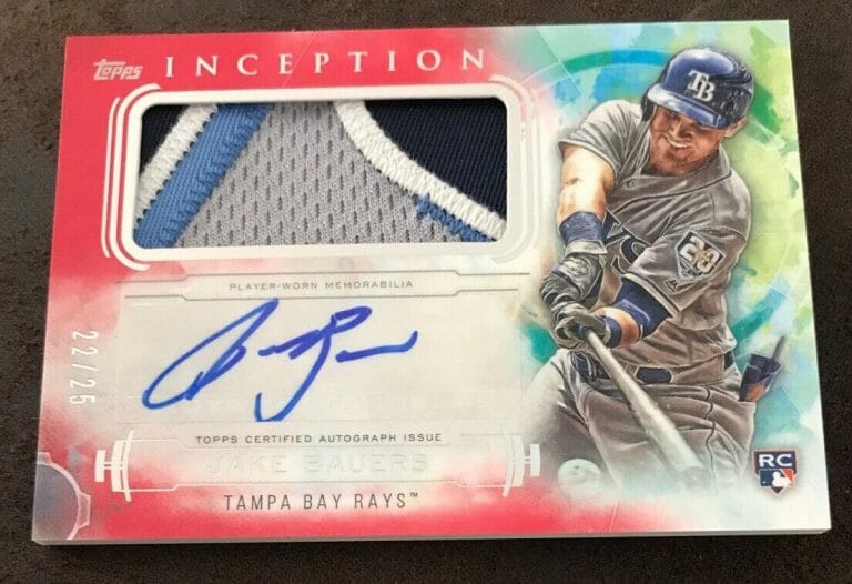 2019 TOPPS INCEPTION BASEBALL RPA JAKE BAUERS PINK # 22/25 TAMPA BAY RAYS
 COLLECTIBLE MEMORABILIA