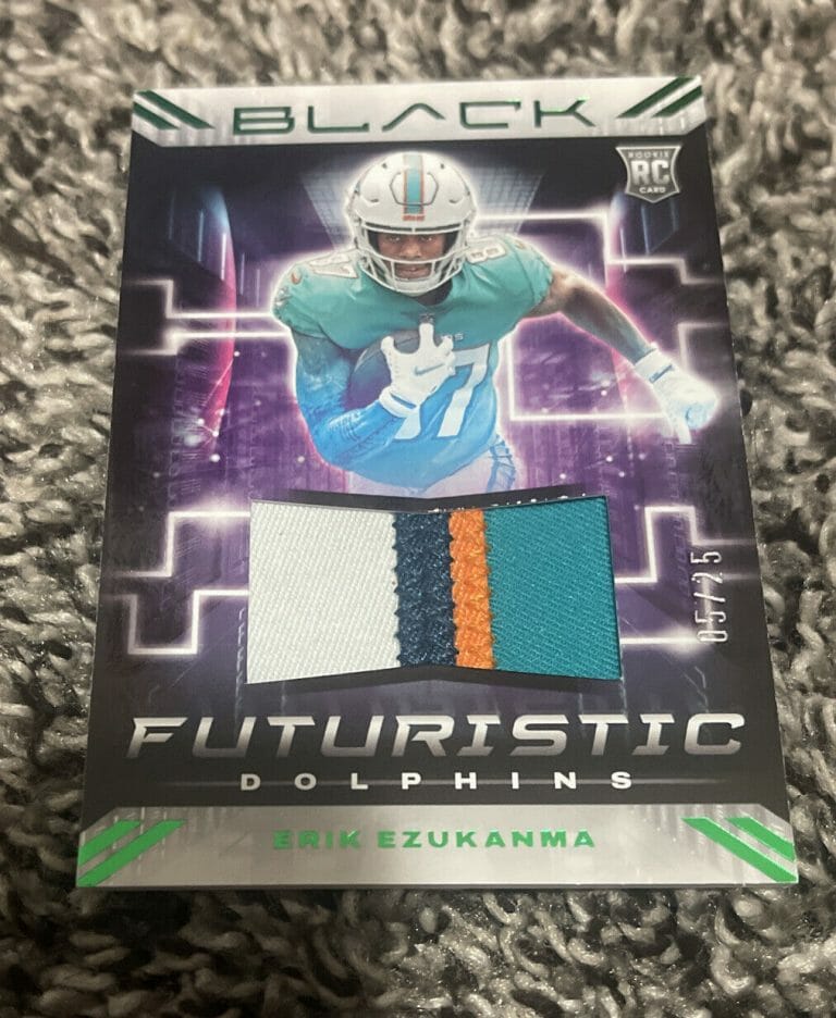 2022 PANINI BLACK FOTL RC ERIK EZUKANMA 4 COLOR PATCH FUTURISTIC ROOKIE #/25
 COLLECTIBLE MEMORABILIA