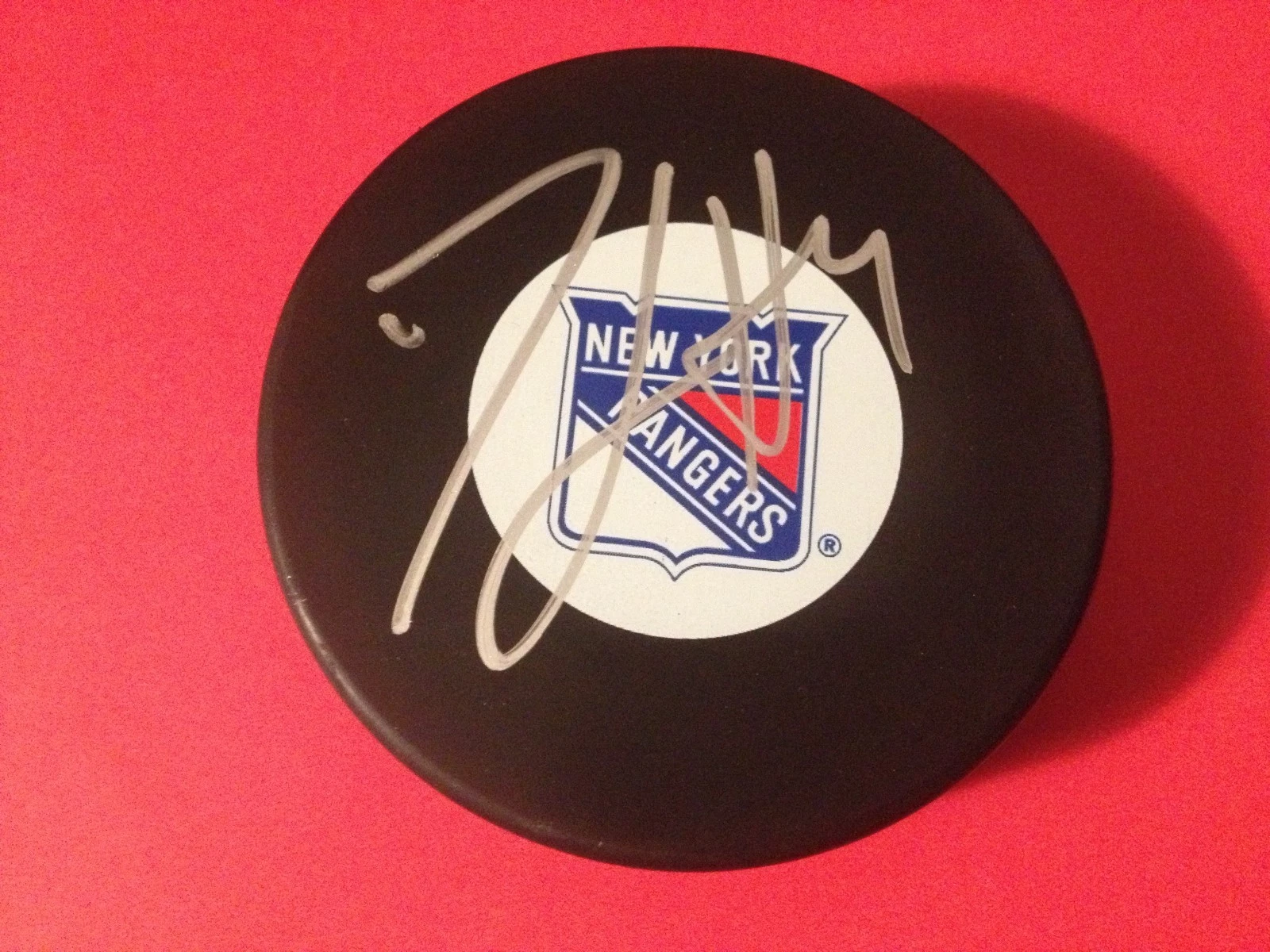Michael Del Zotto Rangers Signed Auto Puck
