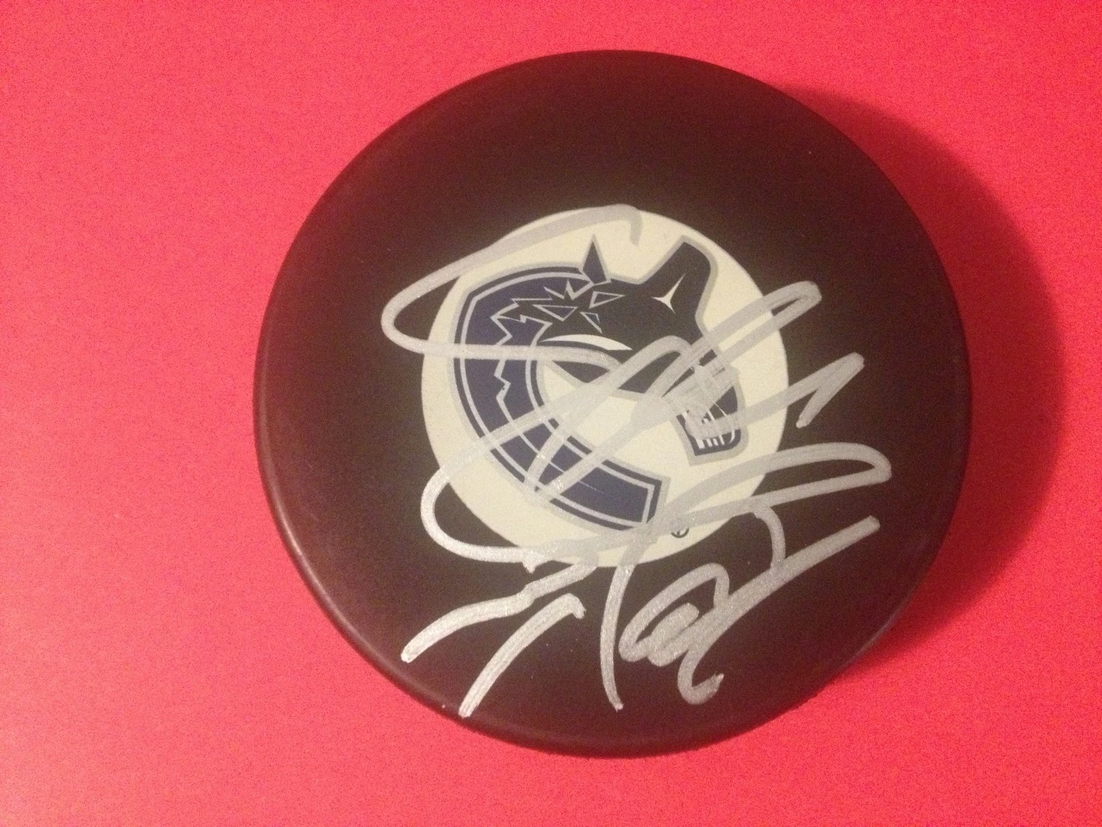 Eddie Lack Canucks Sweden Auto Signed Puck COA
