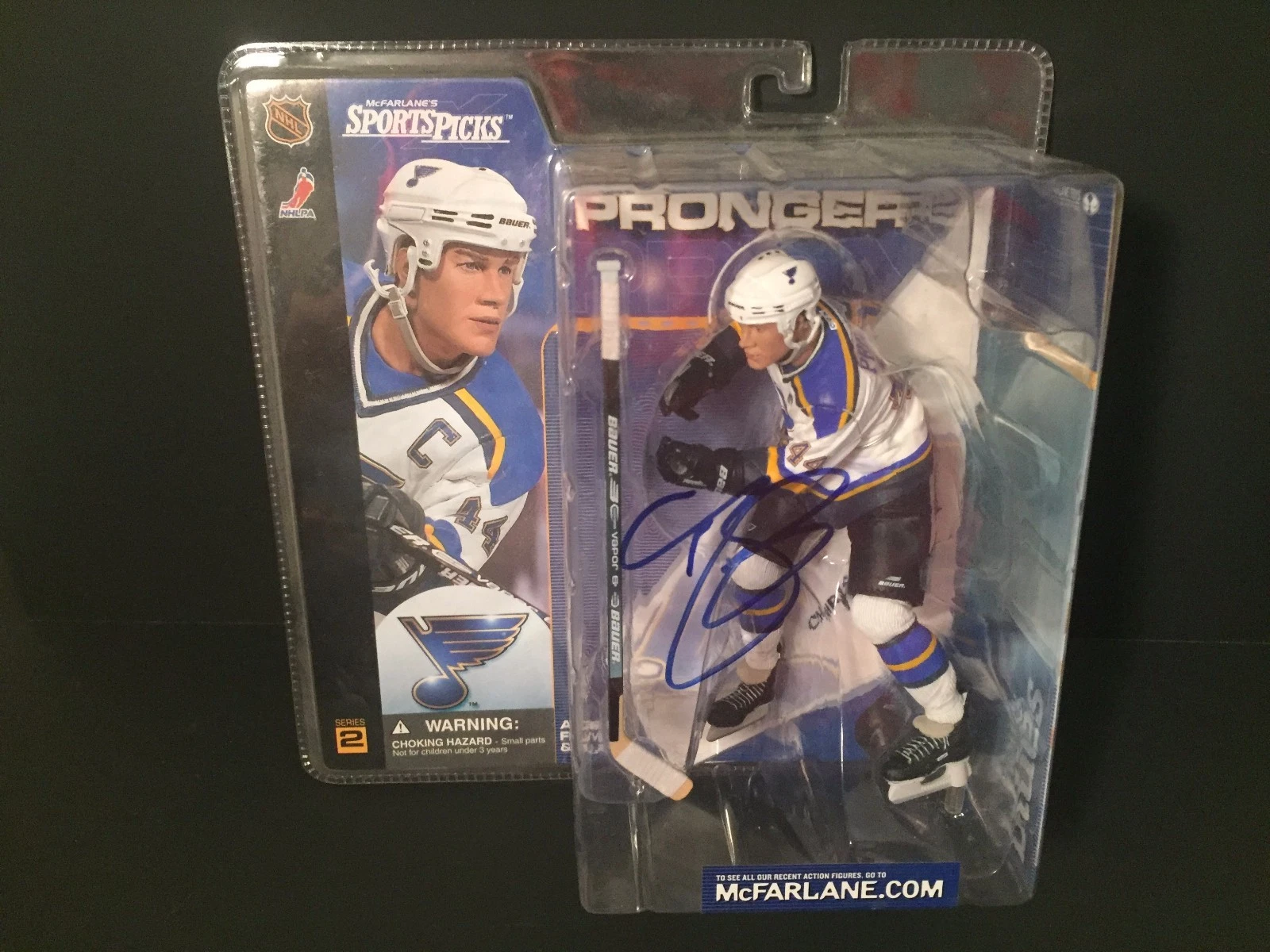Chris Pronger Blues Signed Auto McFarlane Action Figure Figurine COA
