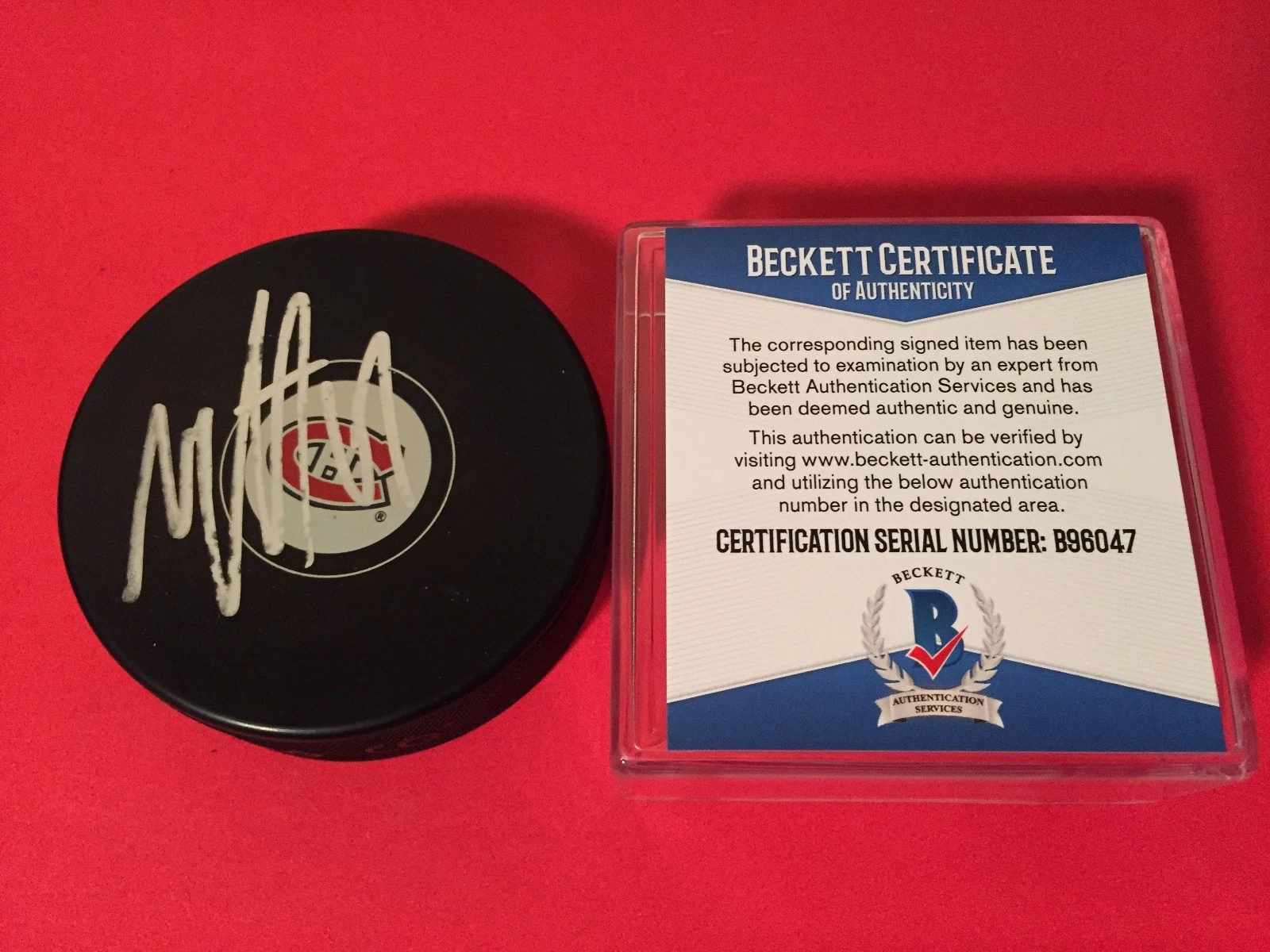 Max Pacioretty Canadiens Signed Puck Auto Beckett BAS COA
