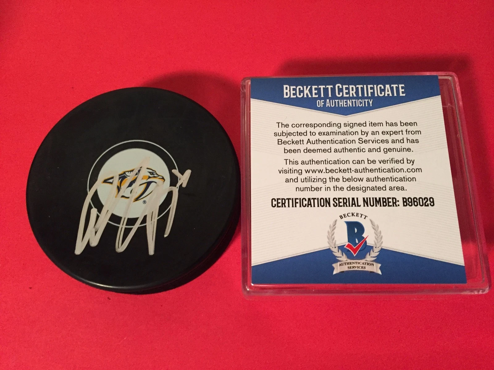 Roman Josi Predators Signed Puck Auto Beckett BAS COA
