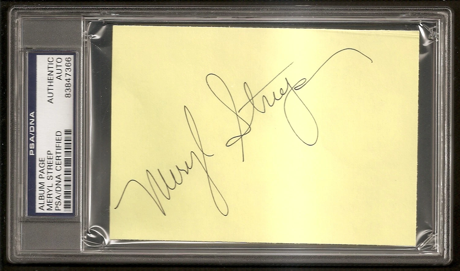 Meryl Streep Best Actress Oscar Academy Winner Album Page Signed Auto PSA/DNA
