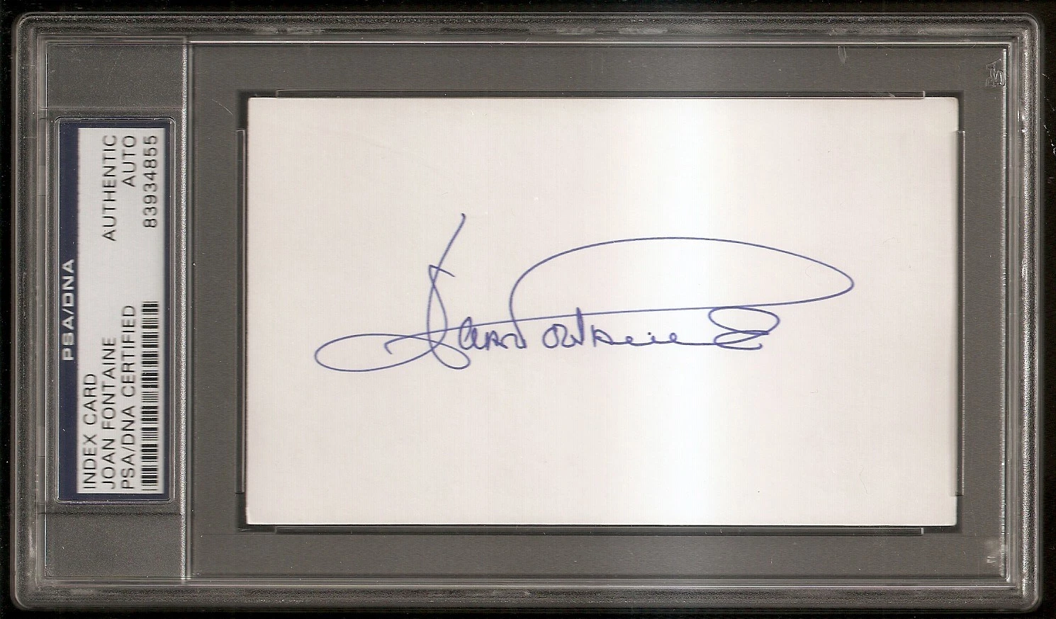 Joan Fontaine 1941 Best Actress Oscar Academy Index Card Signed Auto PSA/DNA
