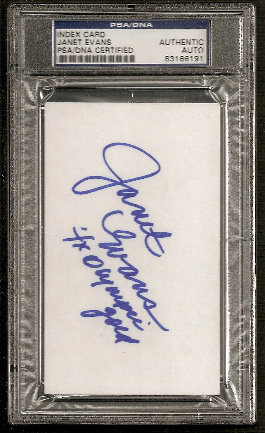 Janet Evans Swimming Olympics GOLD MEDAL Signed Auto Index Card PSA/DNA
