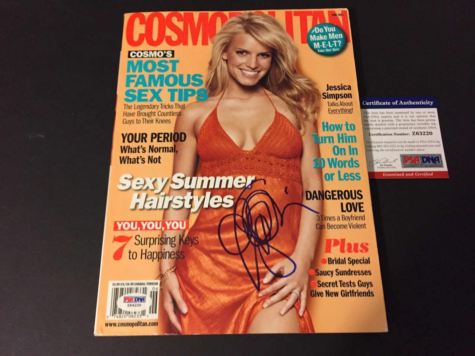 Jessica Simpson sexy 2005 Cosmospolitan Magazine Mag Signed Auto PSA/DNA COA
