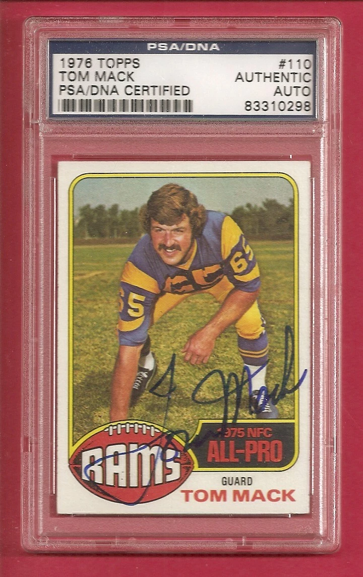 Tom Mack Rams HOF 1976 Topps Signed Auto PSA/DNA ENCAPSULATED
