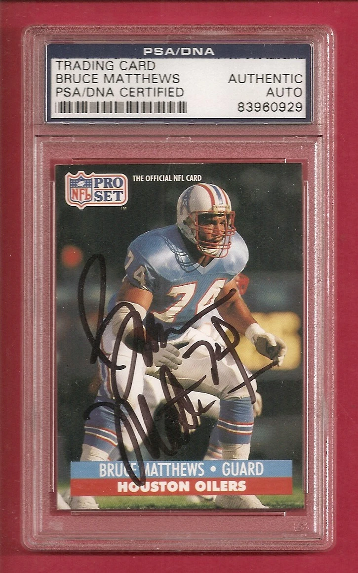 Bruce Matthews Houston Oilers HOF 1991 Pro Set Signed Auto PSA/DNA ENCAPSULATED
