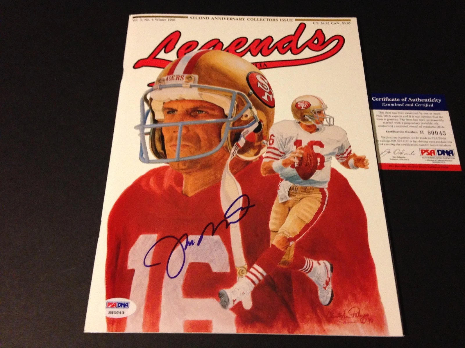 Joe Montana 49ers HOF 1990 Legends Magazine Mag Signed Auto PSA/DNA COA
