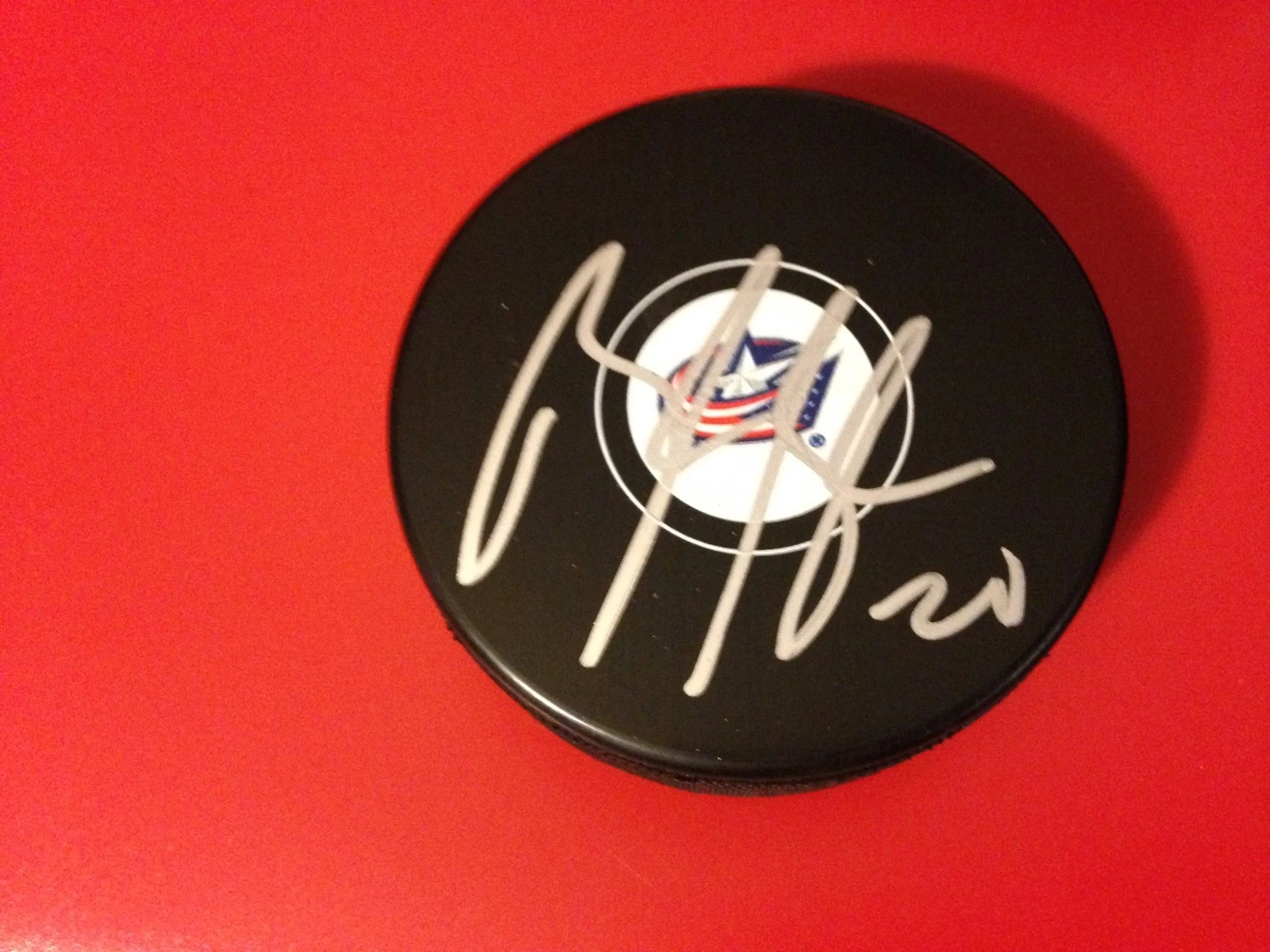 Brandon Saad Blue Jackets Signed Auto Puck
