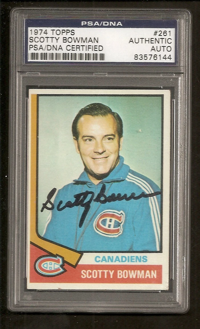 Scotty Bowman Red Wings 1974 Topps Rookie Signed Auto PSA/DNA ENCAPSULATED
