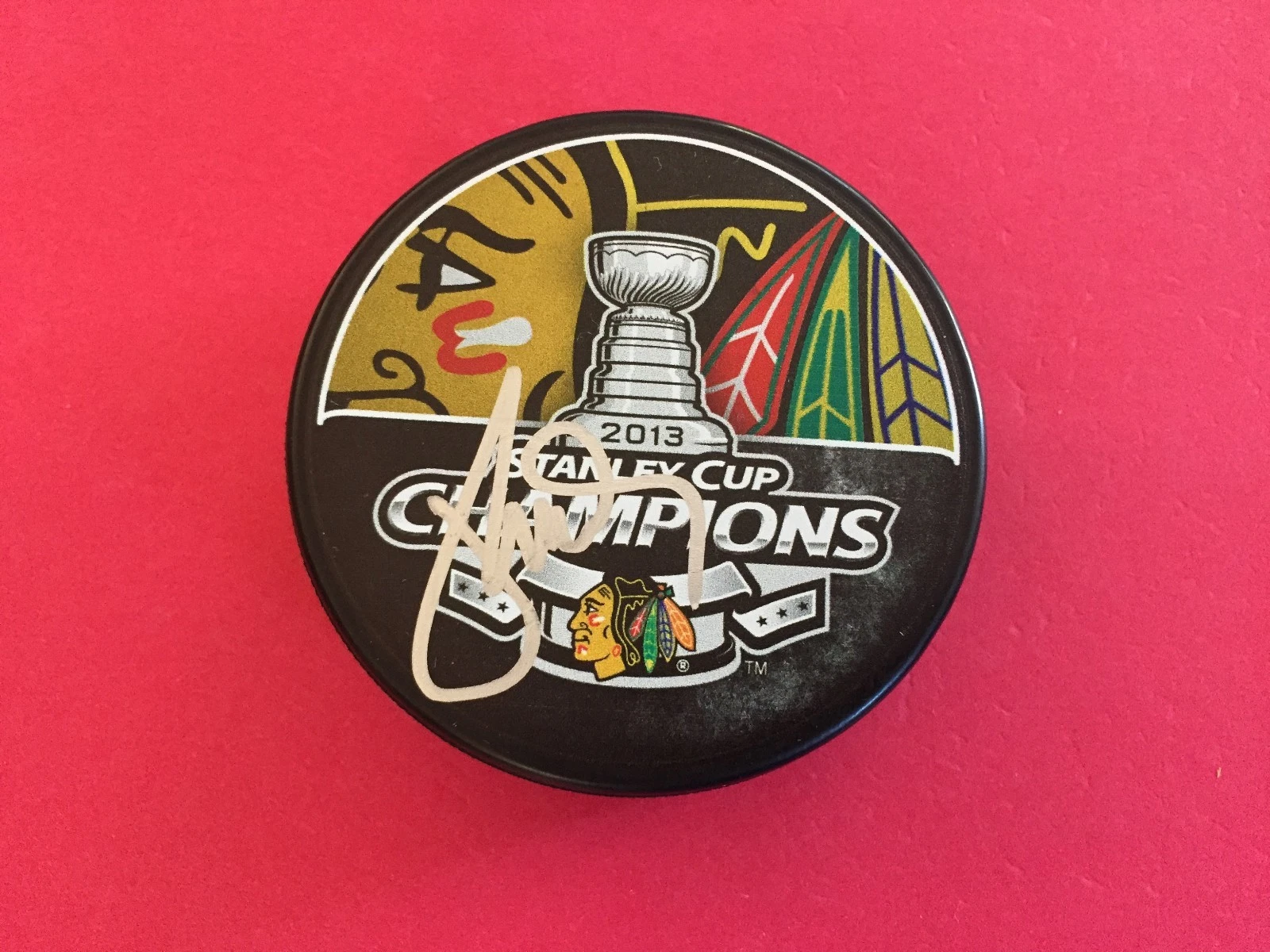 Michael Frolik 2013 Stanley Cup Champions Signed Auto Puck
