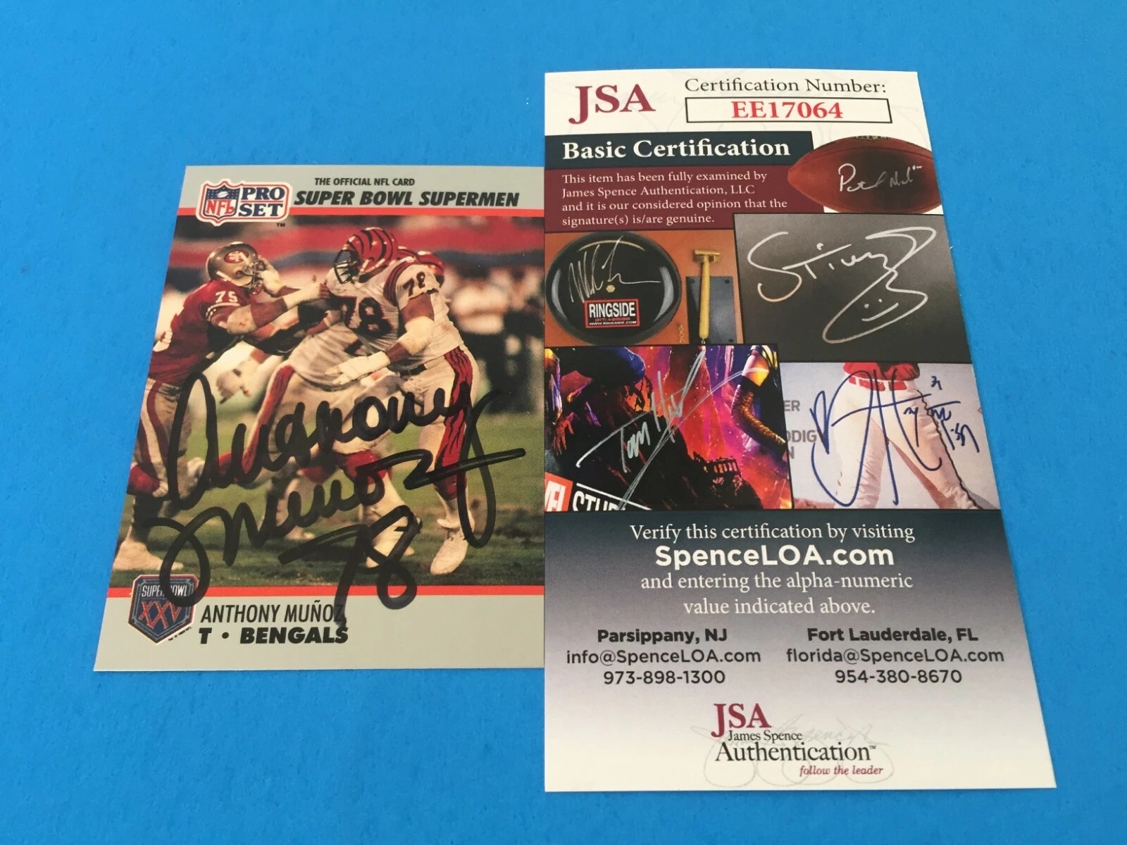 Anthony Munoz Bengals Super Bowl Supermen 1990 Pro Set Signed Auto JSA COA
