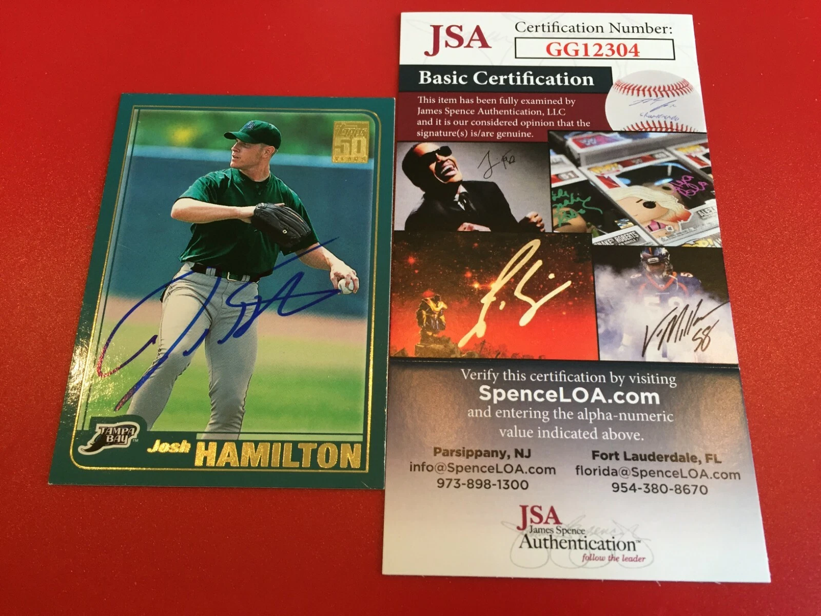 Josh Hamilton 2001 Topps 50th Year Card Signed Auto JSA COA
