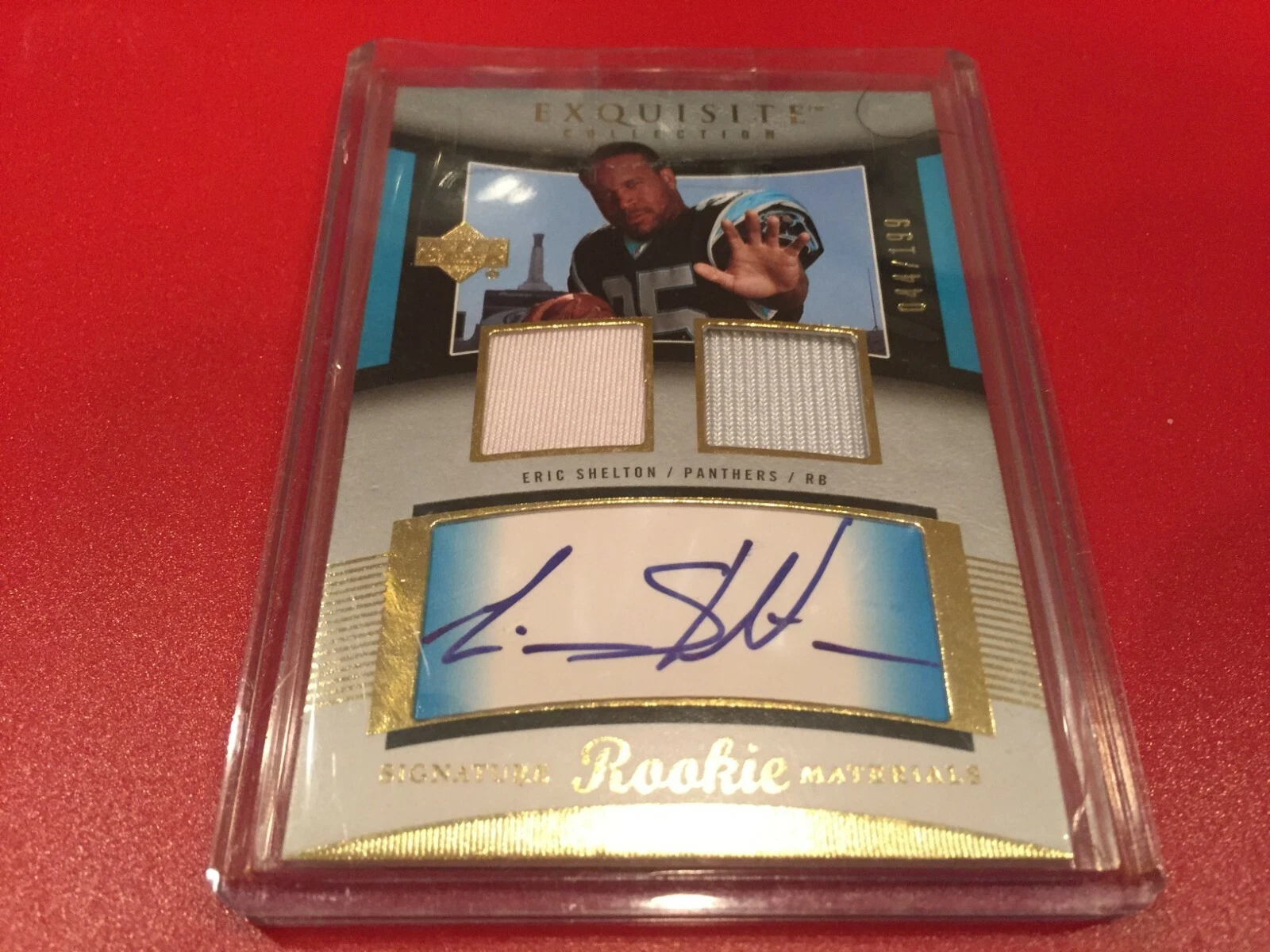 Eric Shelton 2005 UD Exquisite Collection Rookie 2-CLR Patch Jersey Auto 044/199
