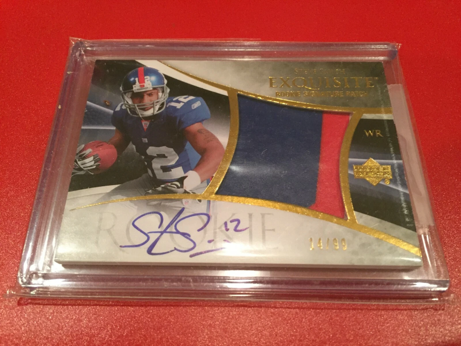 Steve Smith 2007 Exquisite Signature Rookie 2-CLR Patch Jersey Auto /99
