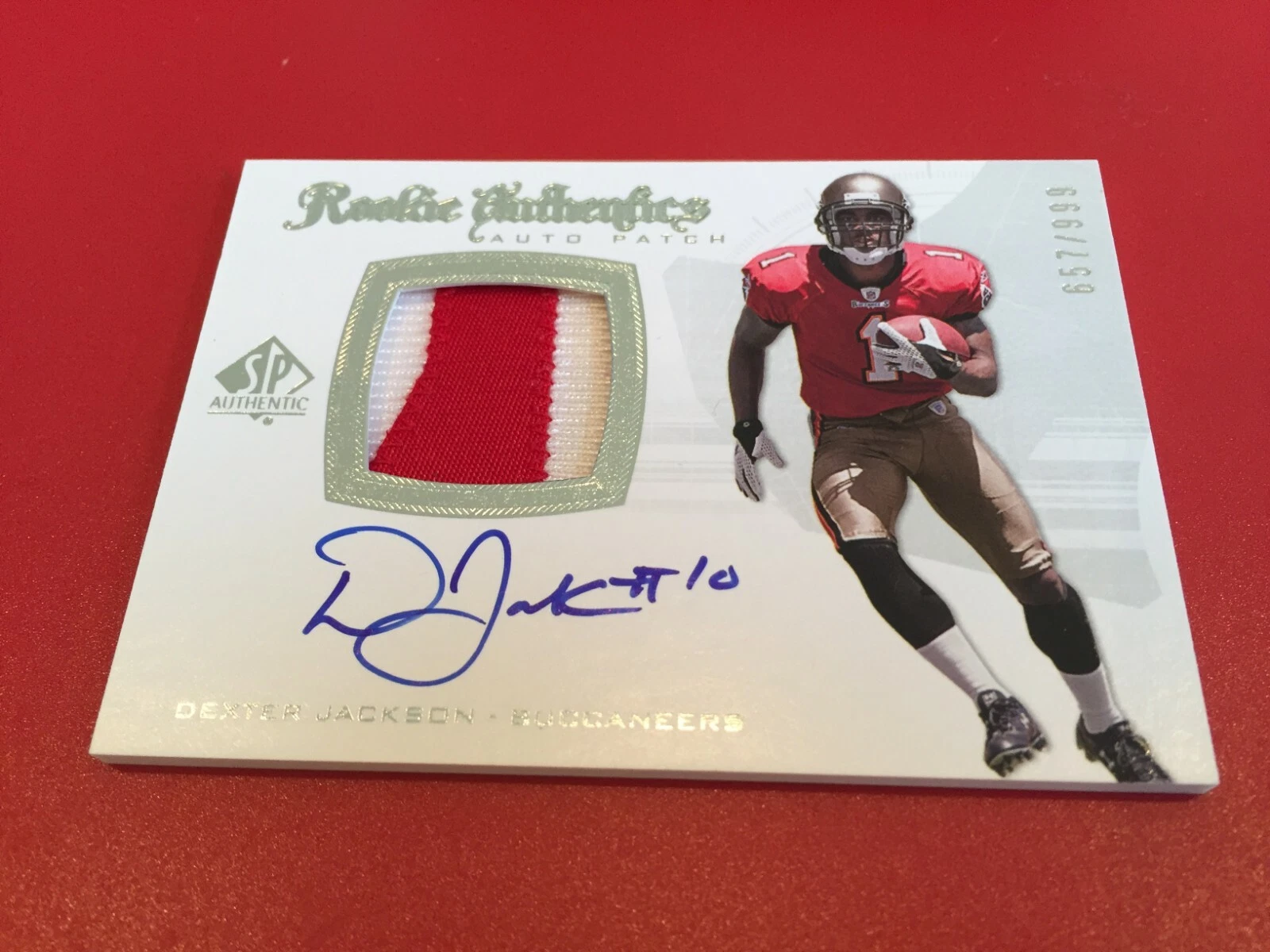 Dexter Jackson 2008 SP Authentic Rookie 2-CLR Patch Jersey Auto /999
