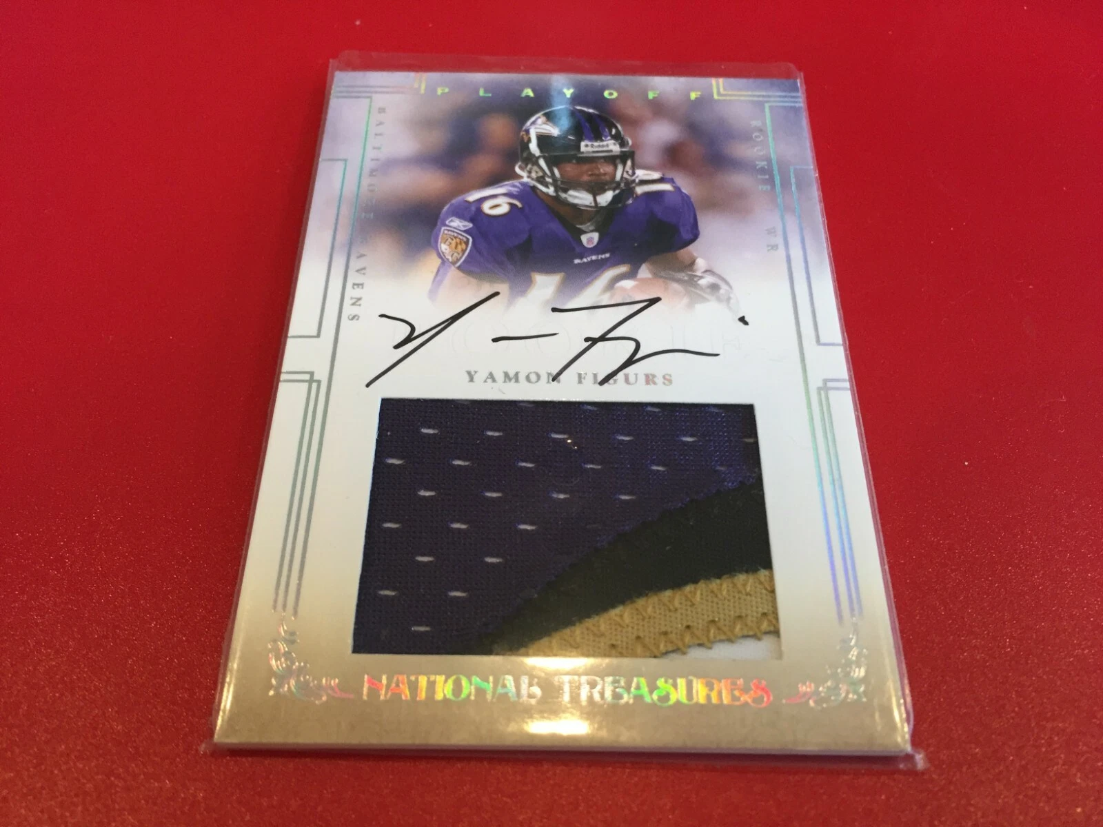 Yamon Figurs Ravens 2007 National Treasures Rookie 4-CLR Patch Jersey Auto /99
