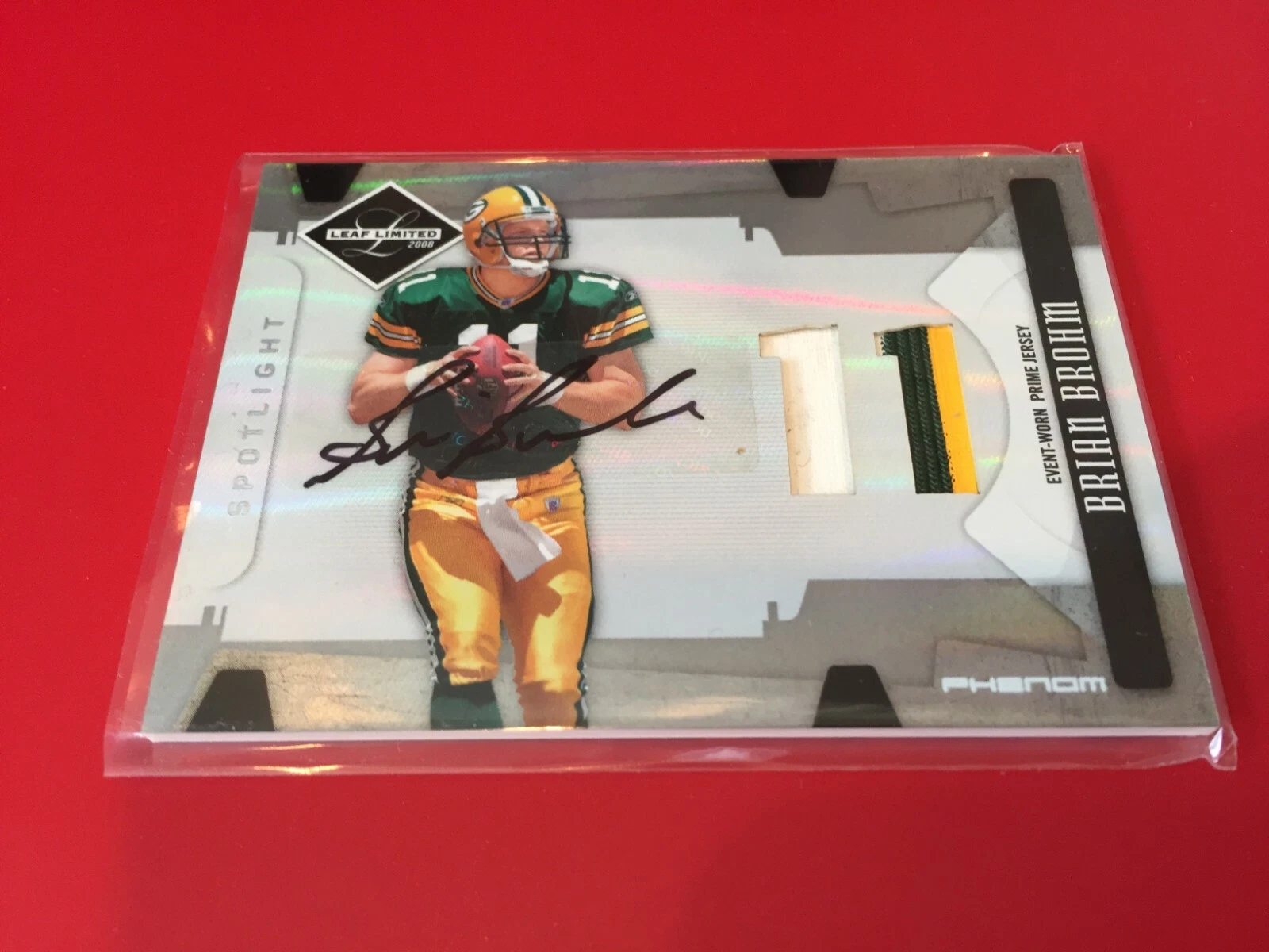 Brian Brohm Packers 2008 Leaf Limited Rookie RC 3-CLR Patch Auto card /49
