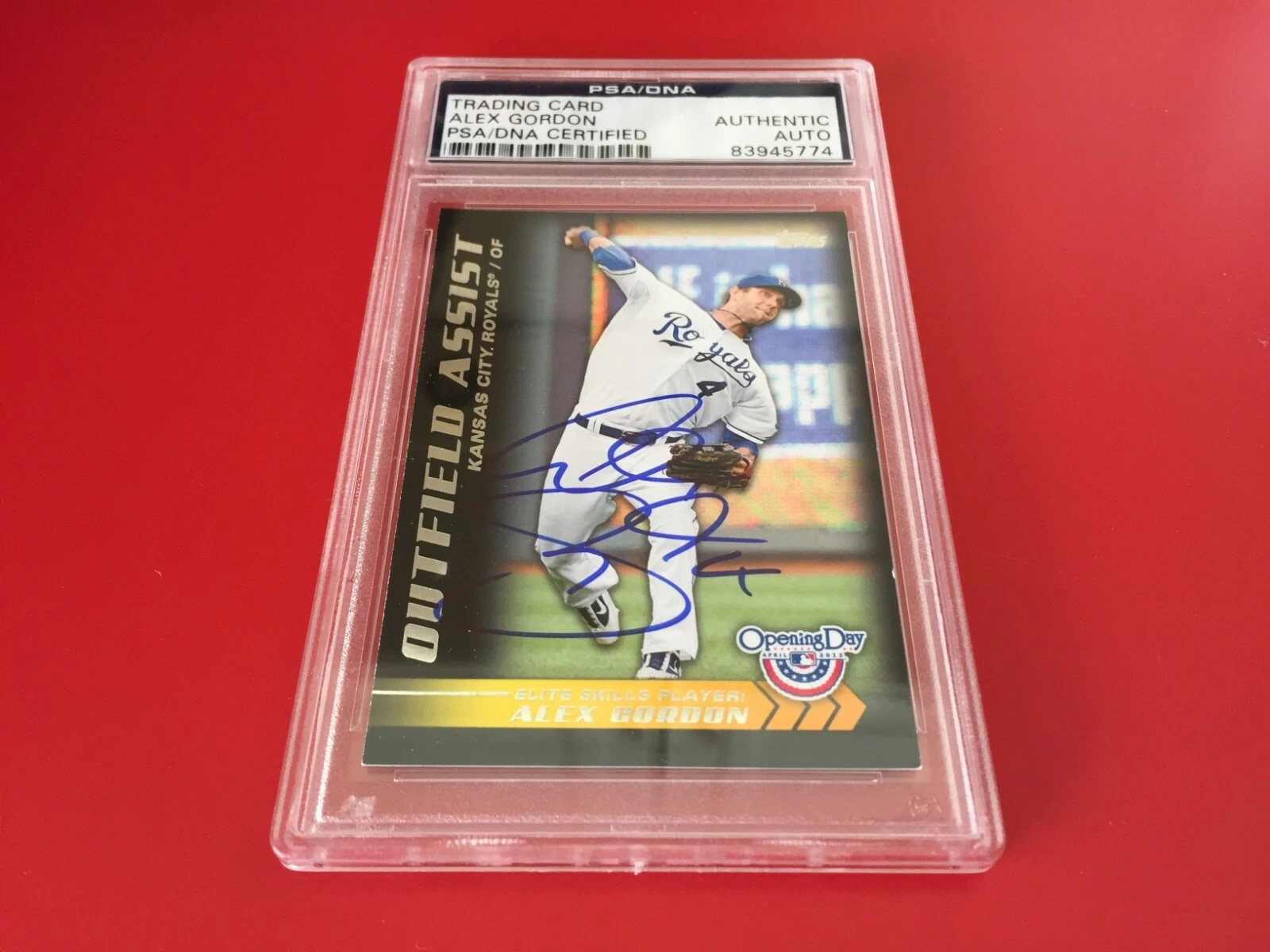 Alex Gordon Royals 2012 Opening Day Signed Auto PSA/DNA ENCAPSULATED
