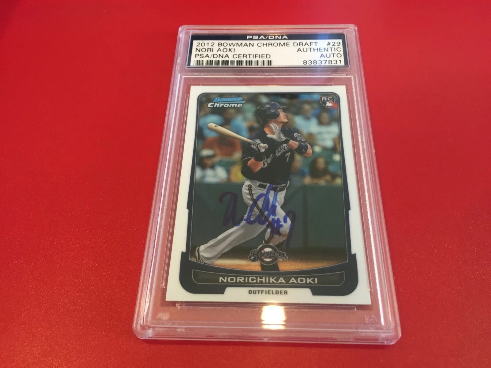 Norichika Nori Aoki 2012 Bowman Chrome Rookie Signed Auto PSA/DNA ENCAPSULATED
