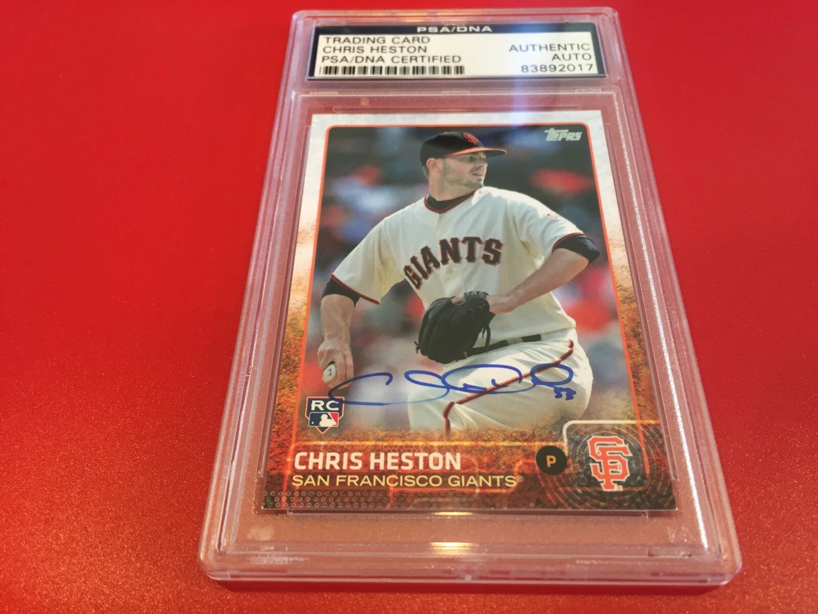 Chris Heston Giants 2015 Topps #530 Signed Auto PSA/DNA ENCAPSULATED
