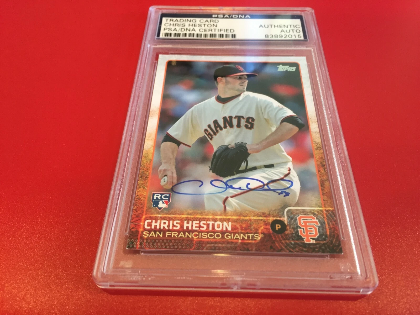 Chris Heston Giants 2015 Topps #530 Signed Auto PSA/DNA ENCAPSULATED

