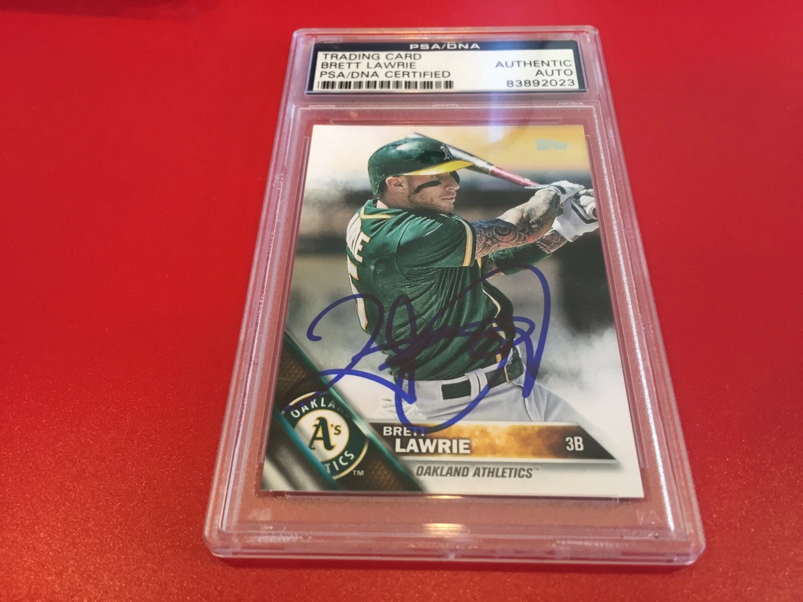 Brett Lawrie Oakland A's 2016 Topps #114 Signed Auto PSA/DNA ENCAPSULATED
