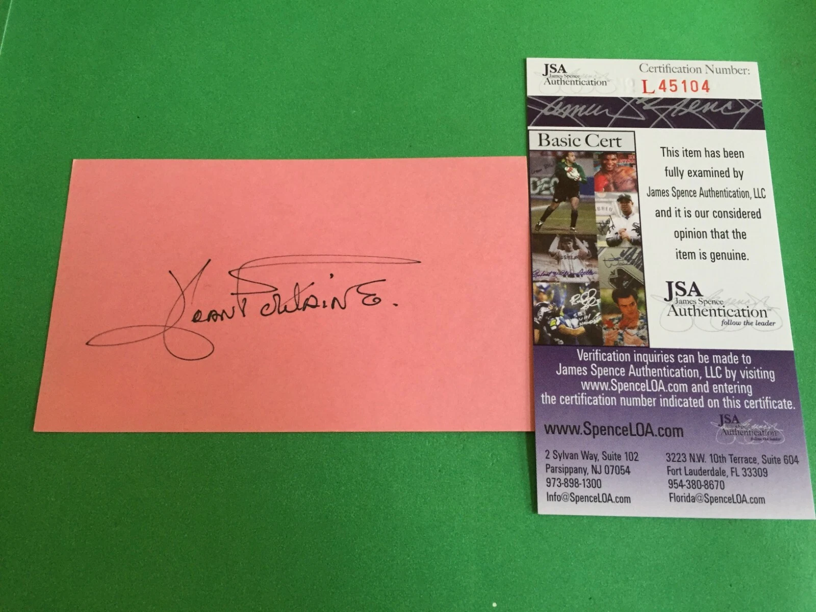 Joan Fontaine Suspicion Oscar Academy Signed Auto Index Card JSA Certified COA
