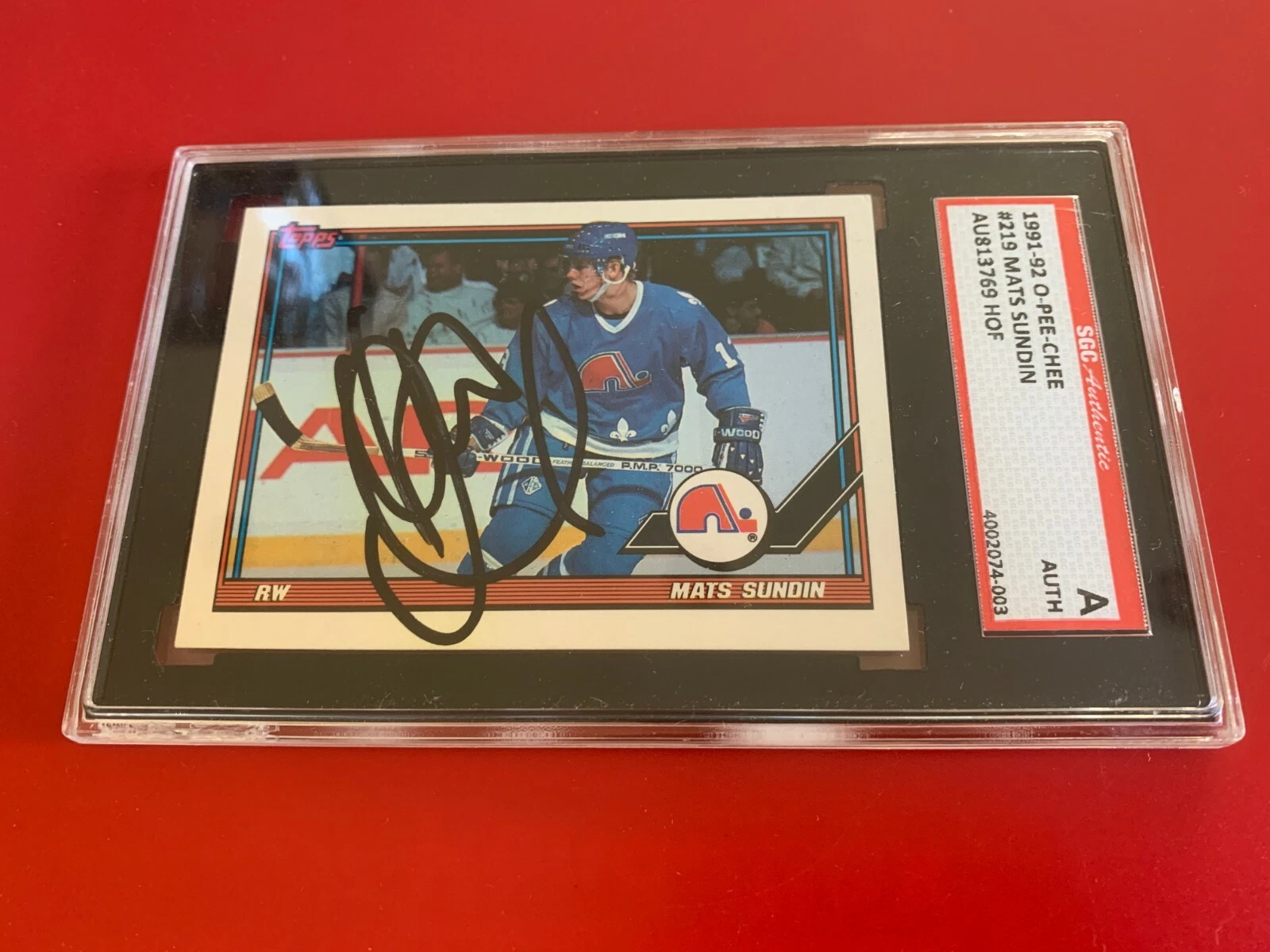 Mats Sundin HOF Nordiques 1991-92 O-Pee-Chee Card Signed SGC Certified
