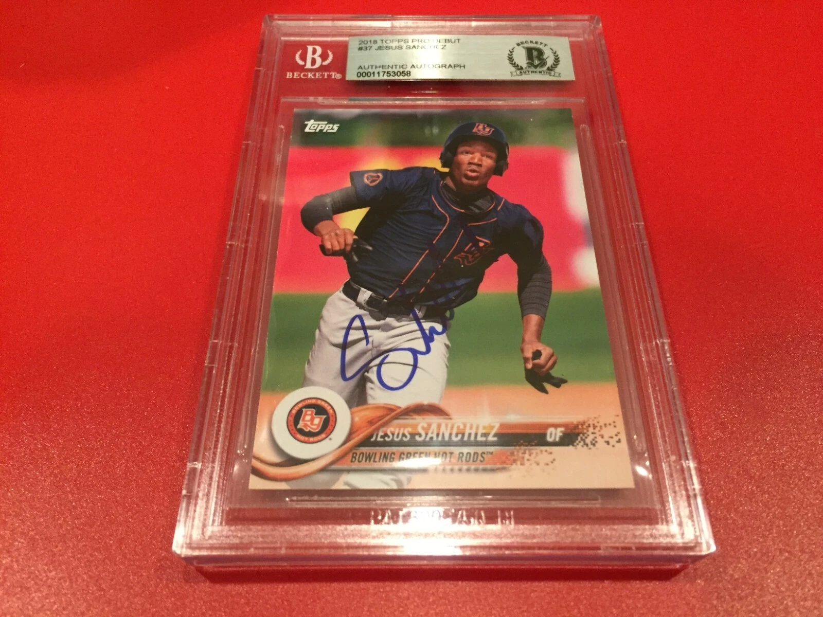 Jesus Sanchez 2018 Topps Pro Debut Rookie Signed Auto Beckett BAS Slabbed
