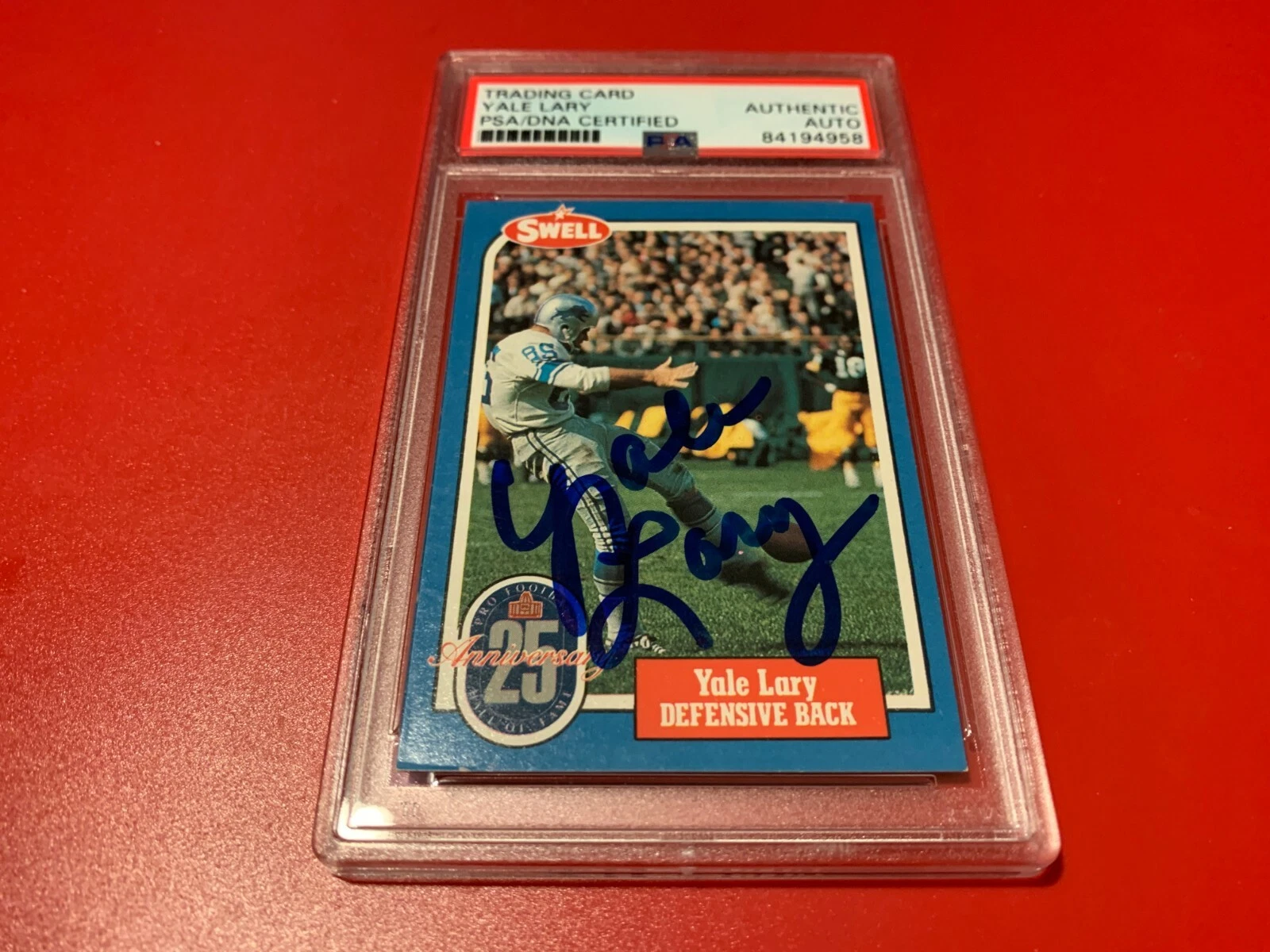 YALE LARY HOF LIONS1988 SWELL SIGNED AUTO PSA/DNA ENCAPSULATED COLLECTIBLE MEMORABILIA