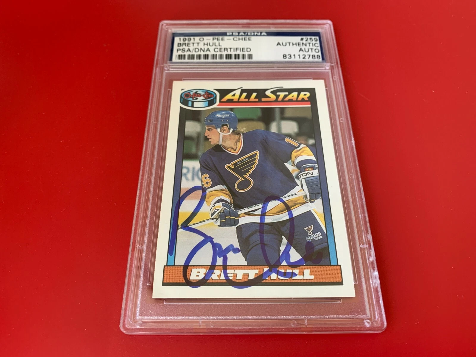 Brett Hull Blues HOF 1991 O-Pee-Chee Signed Auto PSA/DNA ENCAPSULATED
