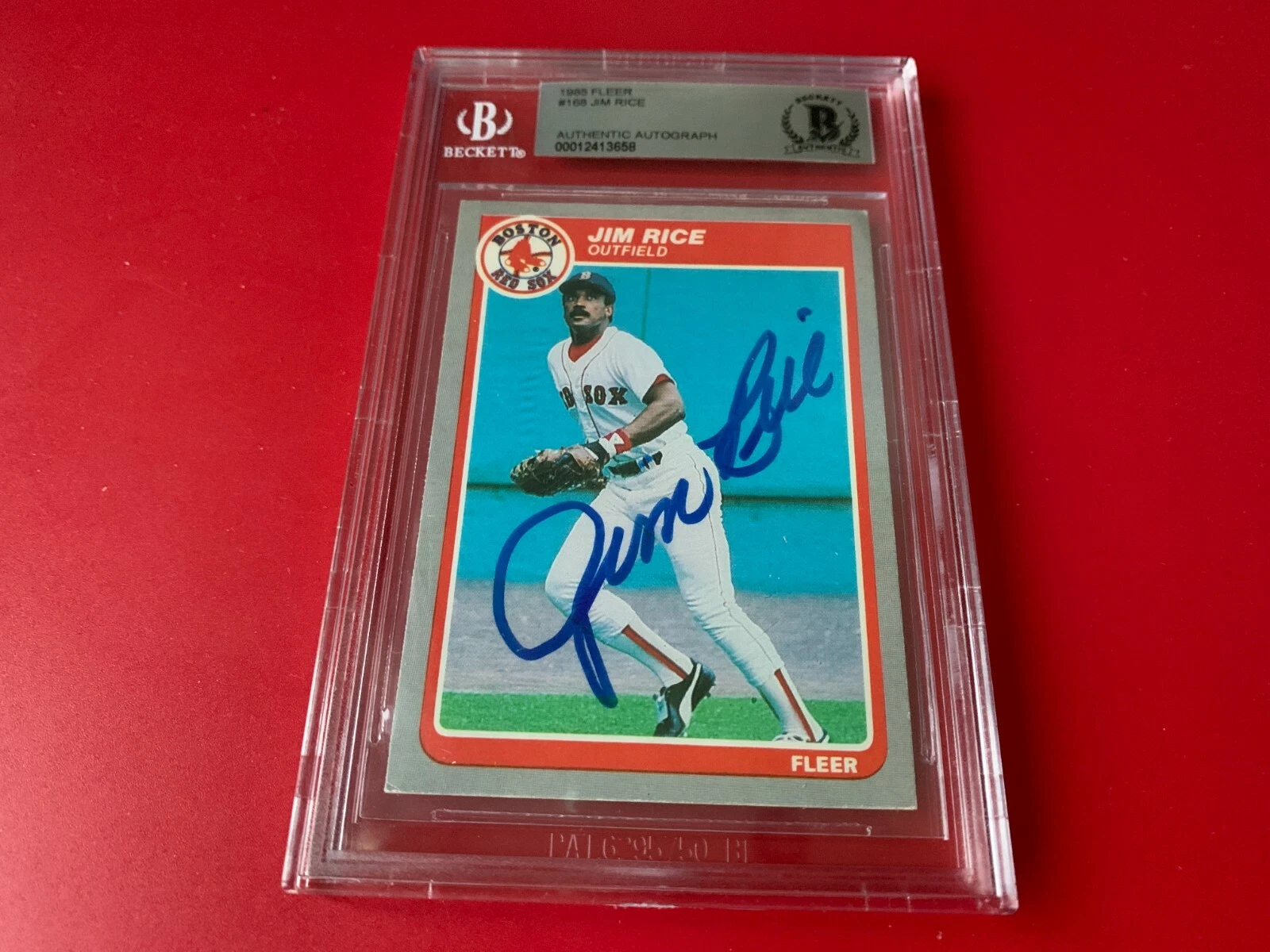 Jim Rice Boston Red Sox 1985 Fleer Card Signed Auto Beckett BAS

